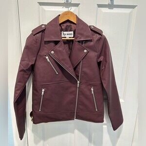 NEW Steve Madden - Julia Women's Moto Leather Jacket Color Burgundy Size XS